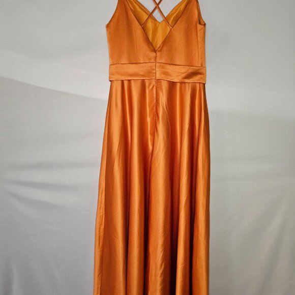 Stacees Orange Floor Length Homecoming Dress - Picture 2 of 3